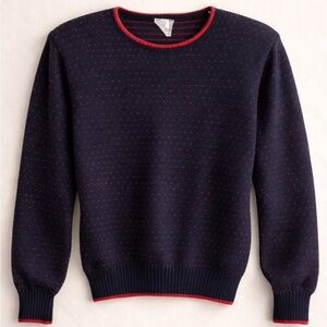 2/$50 ✨ Vintage Felicia Navy Heart Knit Sweater w shoulder pads | Made in Canada
